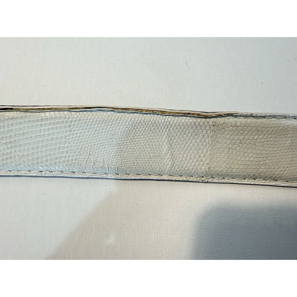 L.E.N Lifestyle White Genuine LIZARD Leather Sz 45 BELT Handcrafted USA Italy